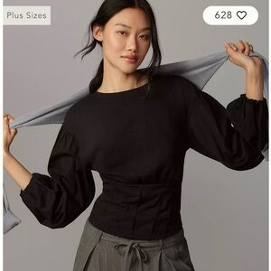 Anthropologie Balloon-Sleeve Corset Top